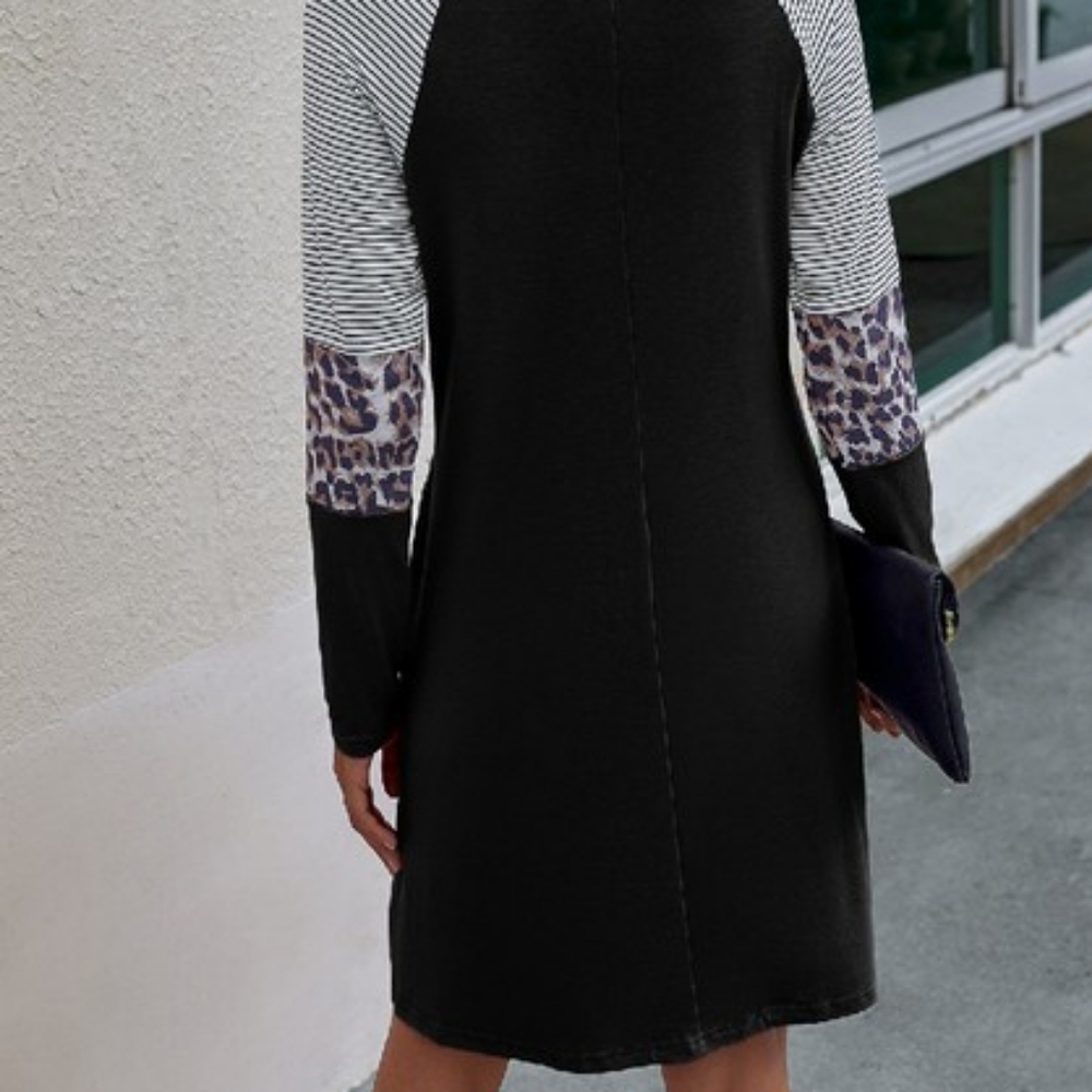 Round Neck Solid Loose Dress